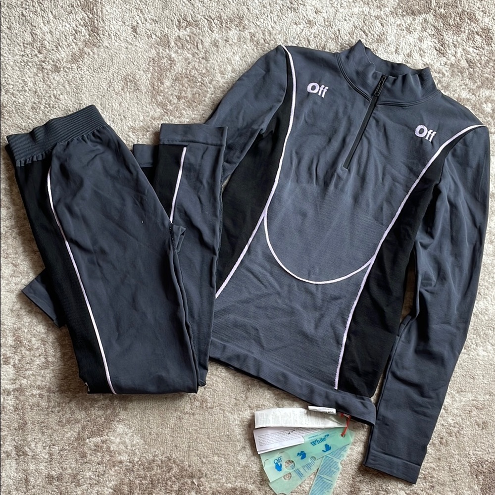 Off-White Black and White Track Pants & Joggers Set